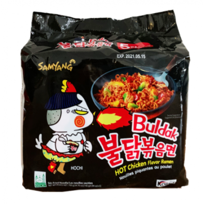 韩国原产三养SAMYANG特辣火鸡炒面五连包5*140G/HOT CHICKEN RAMEN-MULTI 