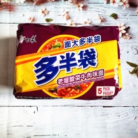 (卖光啦)白象多半袋老坛酸菜牛肉面 五连包 152G×5包入