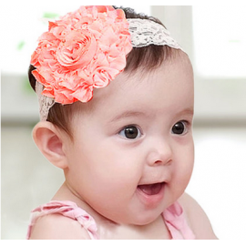 韩式 婴儿童发带 粉色花朵