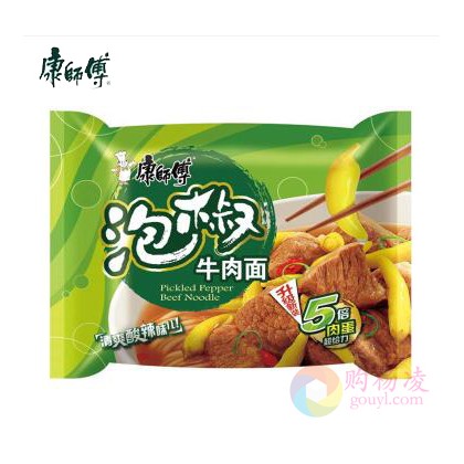 康师傅 老坛泡椒牛肉面 家庭装五连包 5*103G