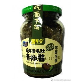 (卖光啦)与美吃面下饭酱军令 魔芋素毛肚青椒酱  230G