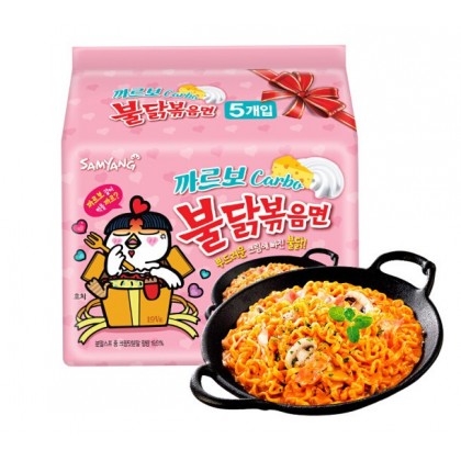 韩国SAMYANG 三养 火鸡面粉色装 超辣鸡肉味奶油拌面 130G×5包入